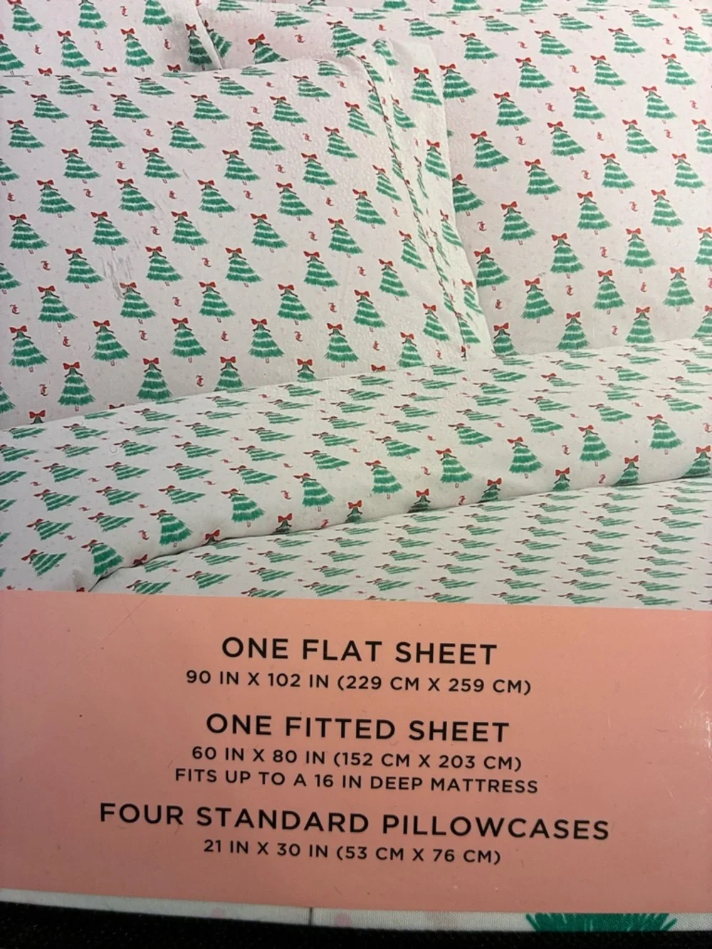 Juicy Couture Queen Sheet Set in White and Green Tree Print